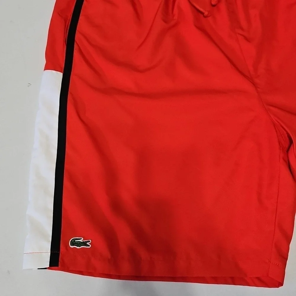 Lacoste Sport Shorts Mens 3XL Orange Colorblock Athletic Mesh Drawstring